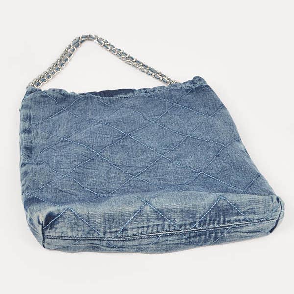 3AM BY H&D ACCESSORIES - Wholesale Shoulder Bag - Women's - Quilted Washed Denim Chain Bag