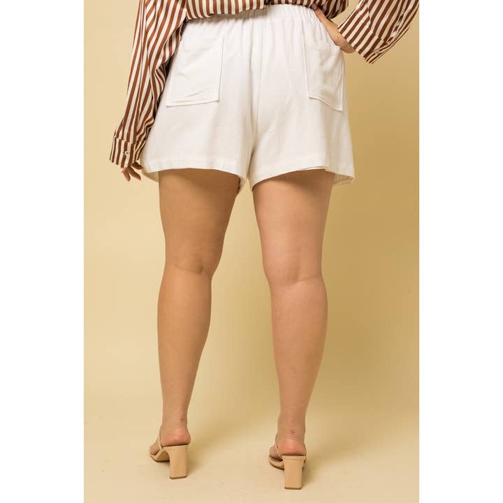White PLUS SIZE ELASTIC POCKET SHORTS for wholesale on Faire1