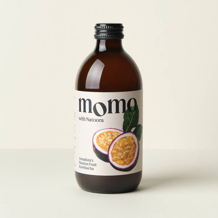 Amadora's Passion Fruit Kombucha (12x 330ml bottles) for wholesale by Momo Kombucha