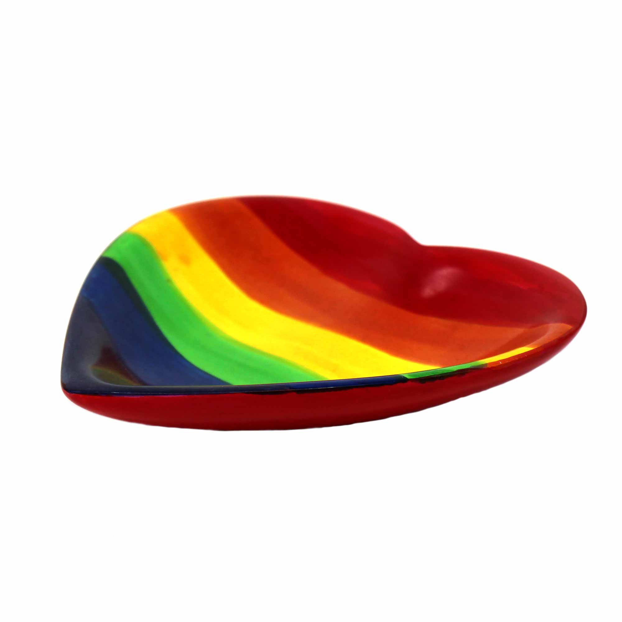 Global Crafts - Vente Plateaux à bijoux - **Lot de 20 PRIX SPÉCIAL** Bol à bibelots en stéatite en forme de cœur - Moyen - Arc-en-ciel2