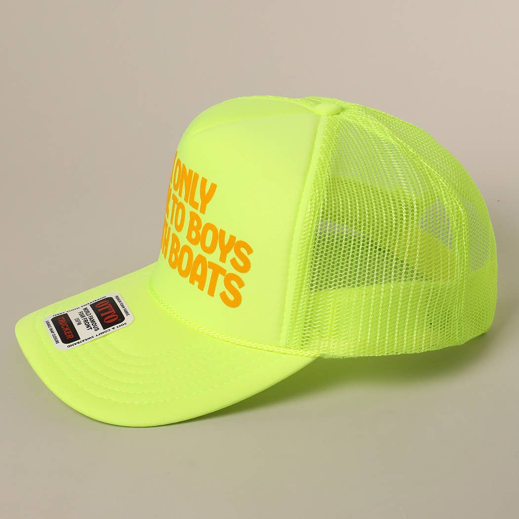 Fashion City - Vente Casquette de camionneur – femme - Je ne parle qu'aux garçons avec des bateaux Casquette à filet arrière avec texte19