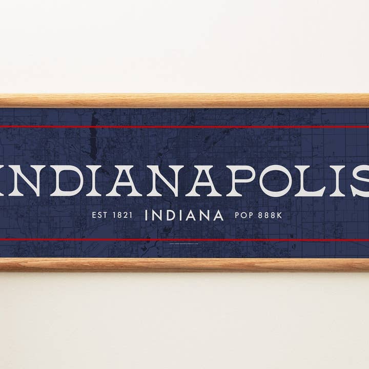 Mappa su Tela di Indianapolis Indiana per la vendita all'ingrosso da parte di 50 States of Beauty
