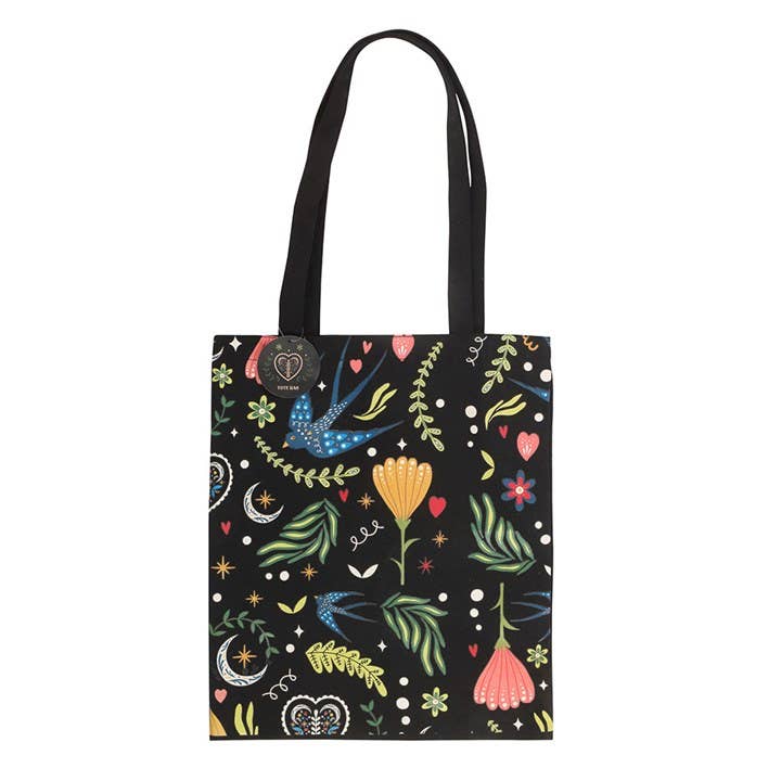 Something Different Wholesale - Wholesale Tote bag – Women's - Black Folk Floral Polycotton Tote Bag1