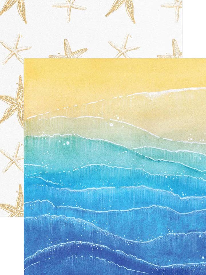 Malede bølger 12x12 dobbeltsidet papir for engroshandel hos Paper House Productions