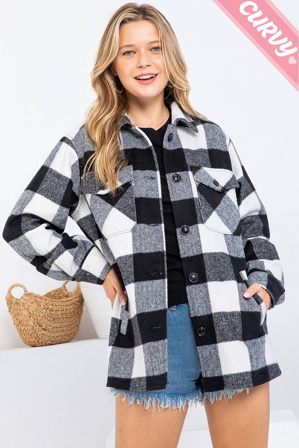 Sweet Lovely by Jen - Wholesale Shirt Jacket/Shacket - Women's - OUTERWEAR PLUS SIZE  FLANNEL  SHACKET 26