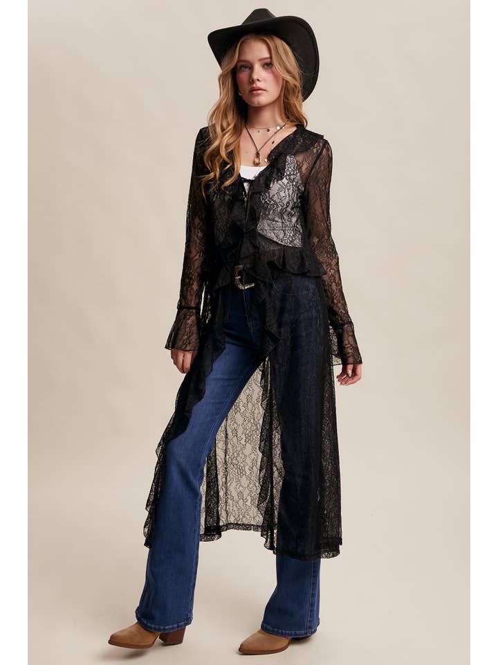 Listicle – wholesale Kimono - Dam – Ren Dammspets Med Spetsvolanger LJ025920