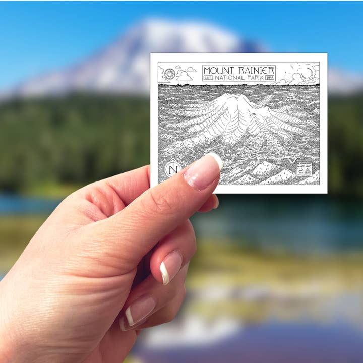 National Park Obsessed LLC - Wholesale Sticker - Mount Rainier National Park Map Sticker8