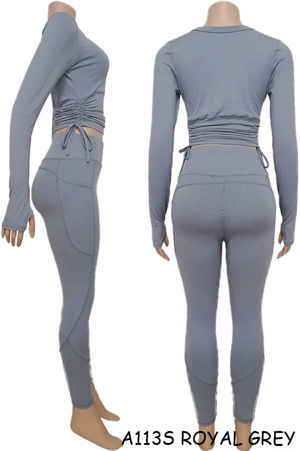 SSImport - Wholesale Activewear Set - Women's - A113S SPORTS YOGA POCKET LEGGINGS TOPS SETS MIX SIZES 12PCS20