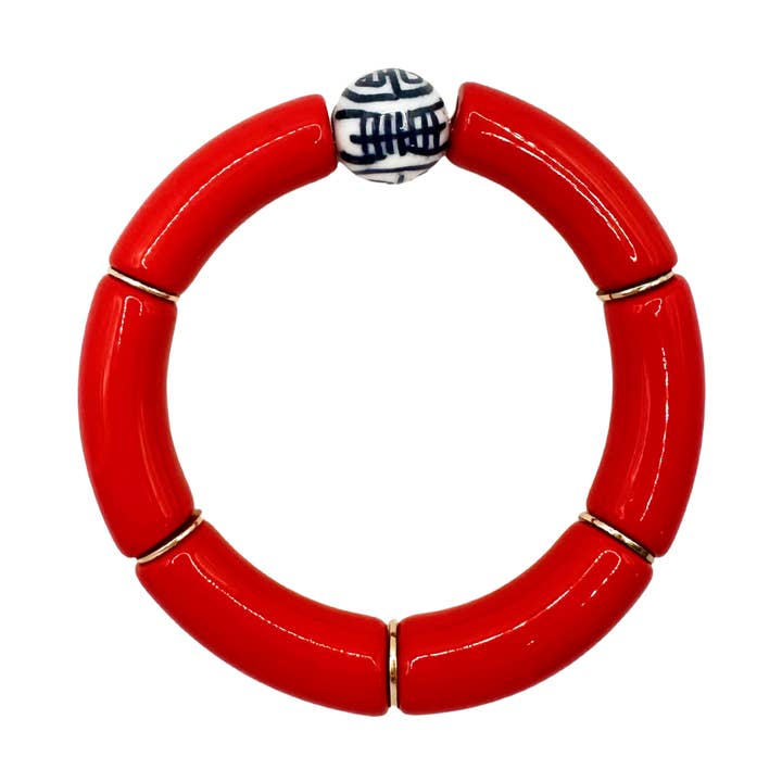 Bamboo Acrylic Tube Bracelet - China Blue for wholesale by Fornash