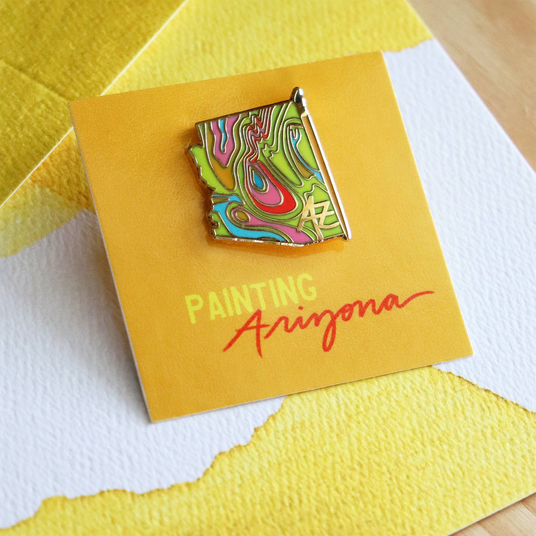 Paige Poppe Art - Wholesale Lapel Pin/Button - Painting Arizona Enamel Pin3