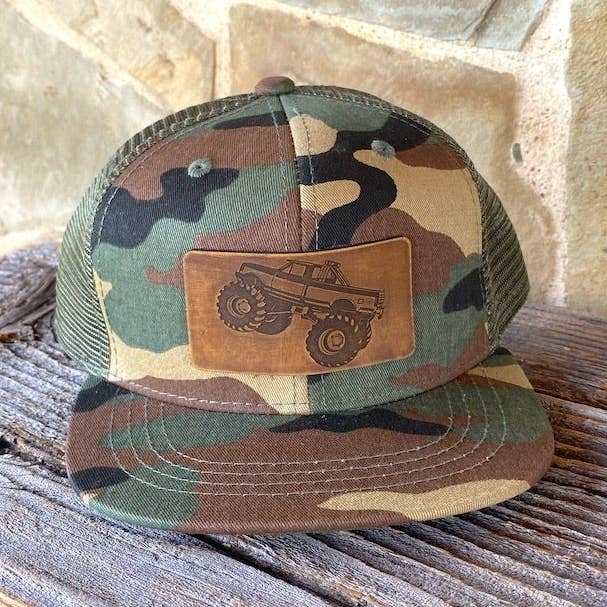 KIDS Monster Truck Leather Patch Hat for wholesale by The Hometown Company