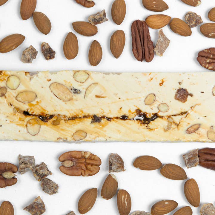 Bisch de Bruche - Wholesale Nougat - Honey Nougat with Almonds, Walnuts, and Figs (100g Bar)1