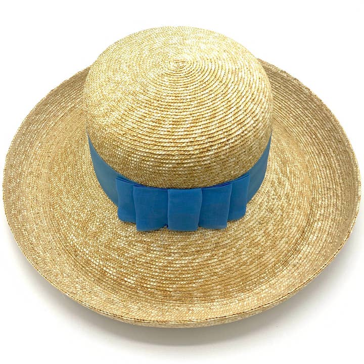 Capri Charme - Wholesale Straw Hat - Women's - Woman thanks natural straw hat with a large blue tense