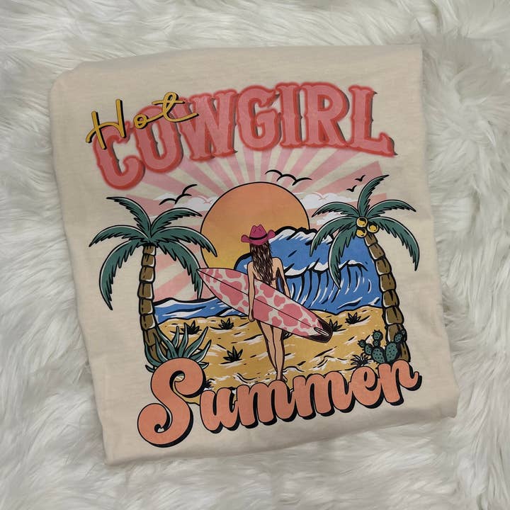 Trendy Graphic T-shirt- HOT COWGIRL SUMMER for wholesale by The Rowdy Chick
