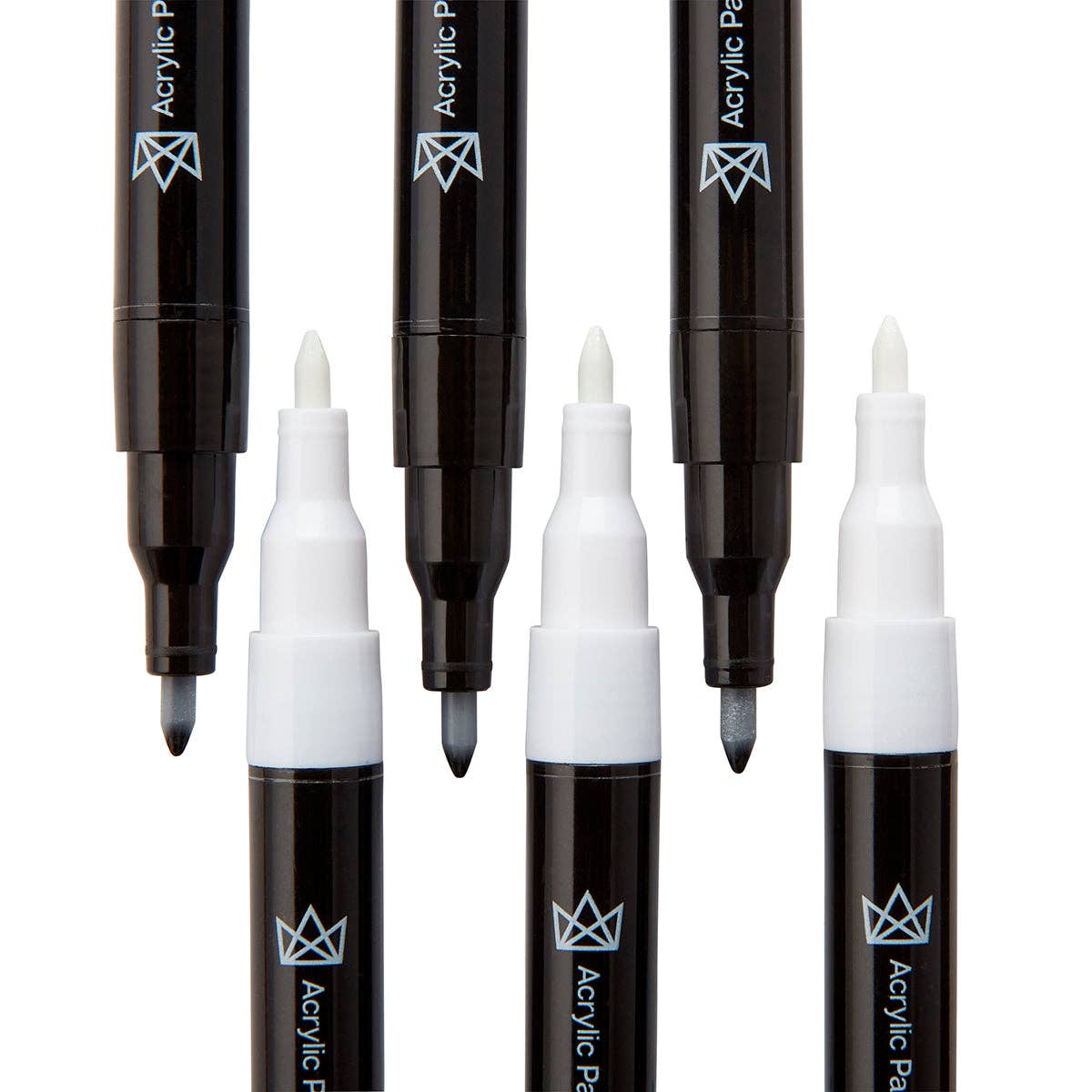 KINGART - Wholesale Marker - Acrylic Paint Pens Extra Fine - Black & White 6 pc4