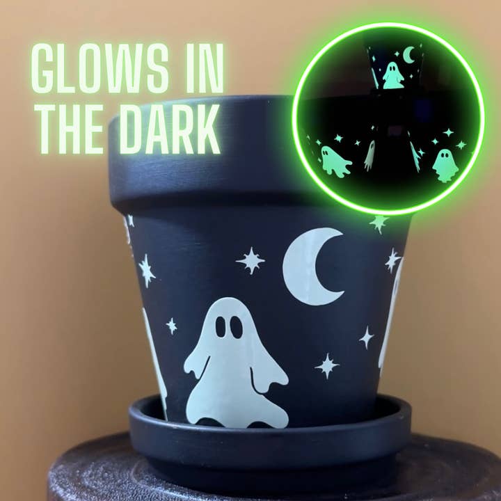 Peach Tree Design Shop - Wholesale Plant Pot - Glow-in-the-Dark Planter, Halloween Planter, Ghost Planter