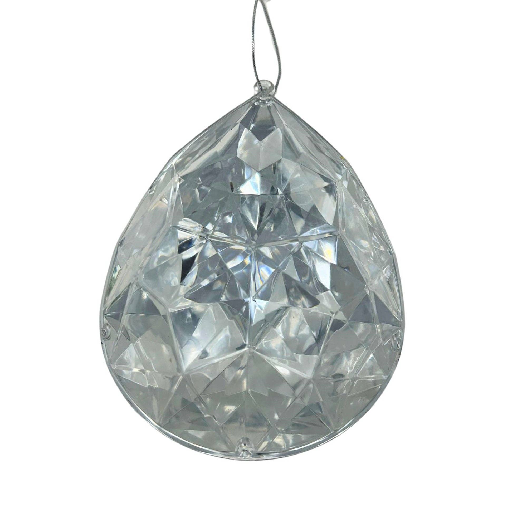 David Christopher's Collection - Wholesale Ornament - Plastic Rain Drop Diamond Ornament - Silver 6.3x4x9"0
