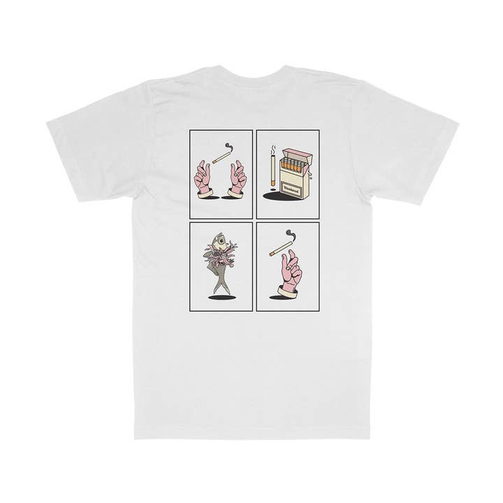 T-shirt Orgânico de Fim de Semana Cigarros Branco de Peso Pesado por atacado de Weekend Concept