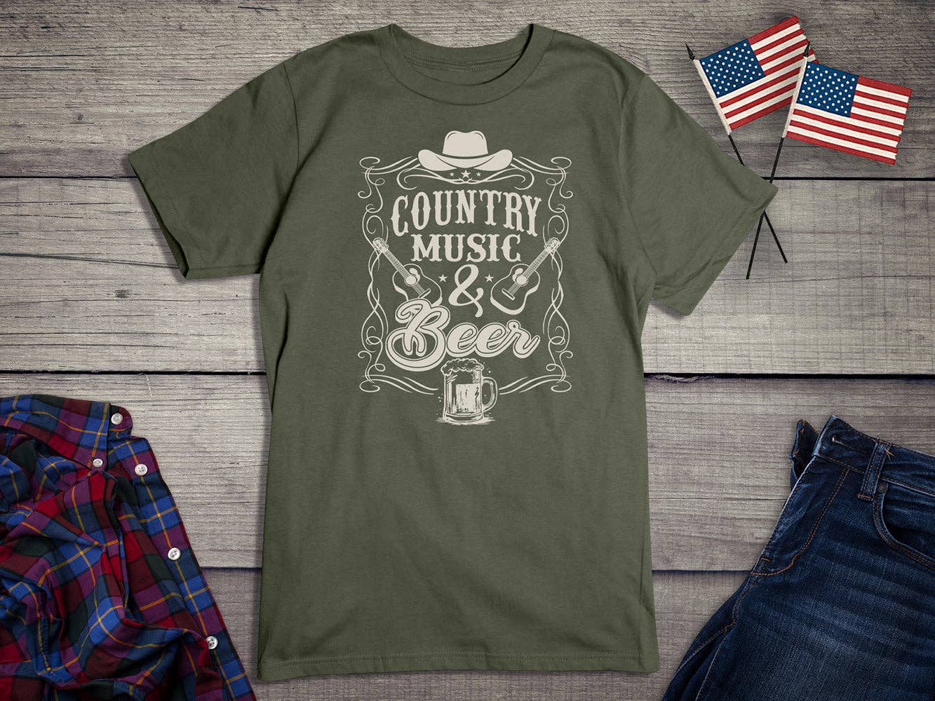 Artopia - Wholesale Screen Printed T-Shirt - Unisex - Country Music And Beer T-Shirt3