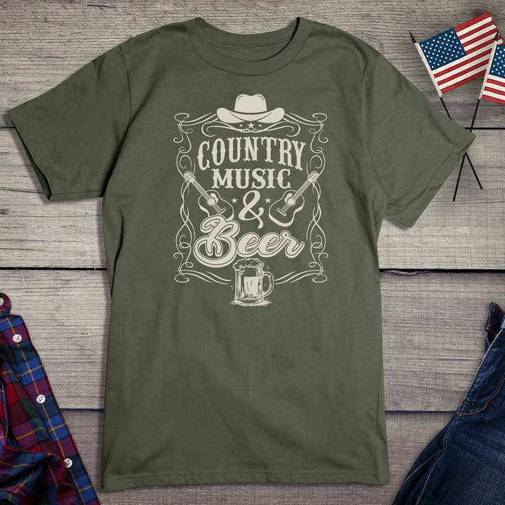 Artopia - Wholesale Screen Printed T-Shirt - Unisex - Country Music And Beer T-Shirt3