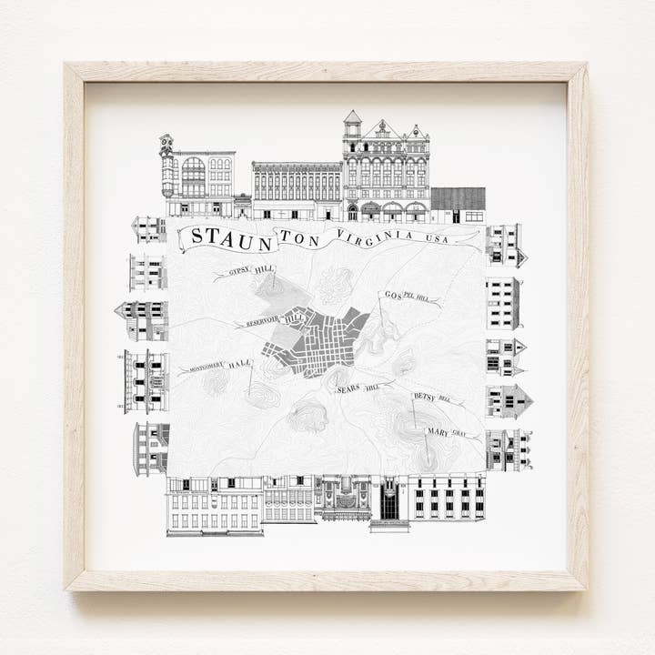 Mapa Arqui-Topo de Staunton Virginia - IMPRESIÓN DE ARTE para venta al por mayor de Turn-of-the-Centuries
