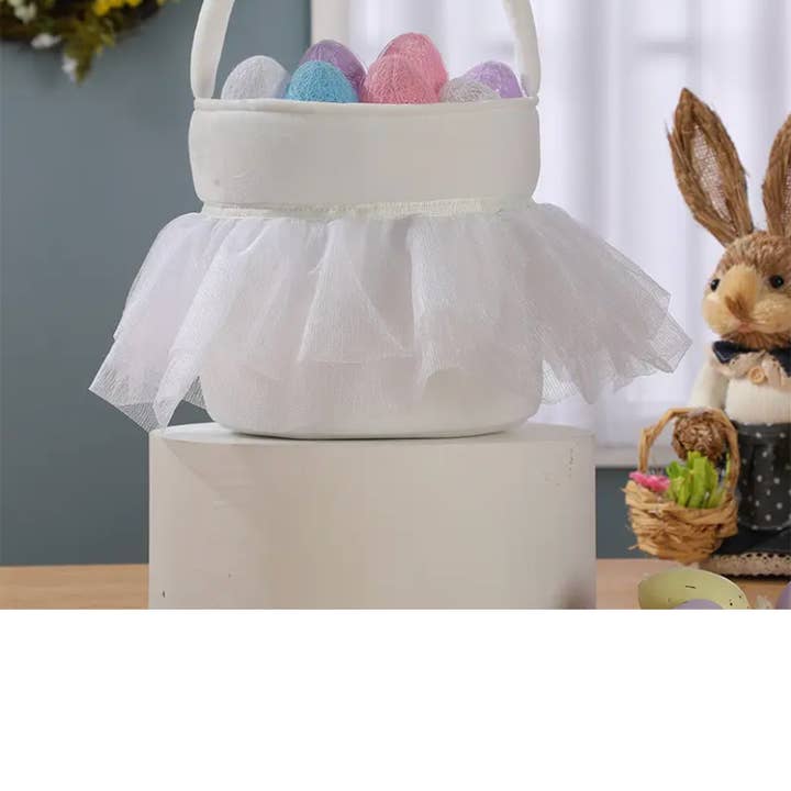 SugarQuoteMeNot LLC - Wholesale Basket – Kids & baby - Lace Tu Tu Skirted Easter Basket