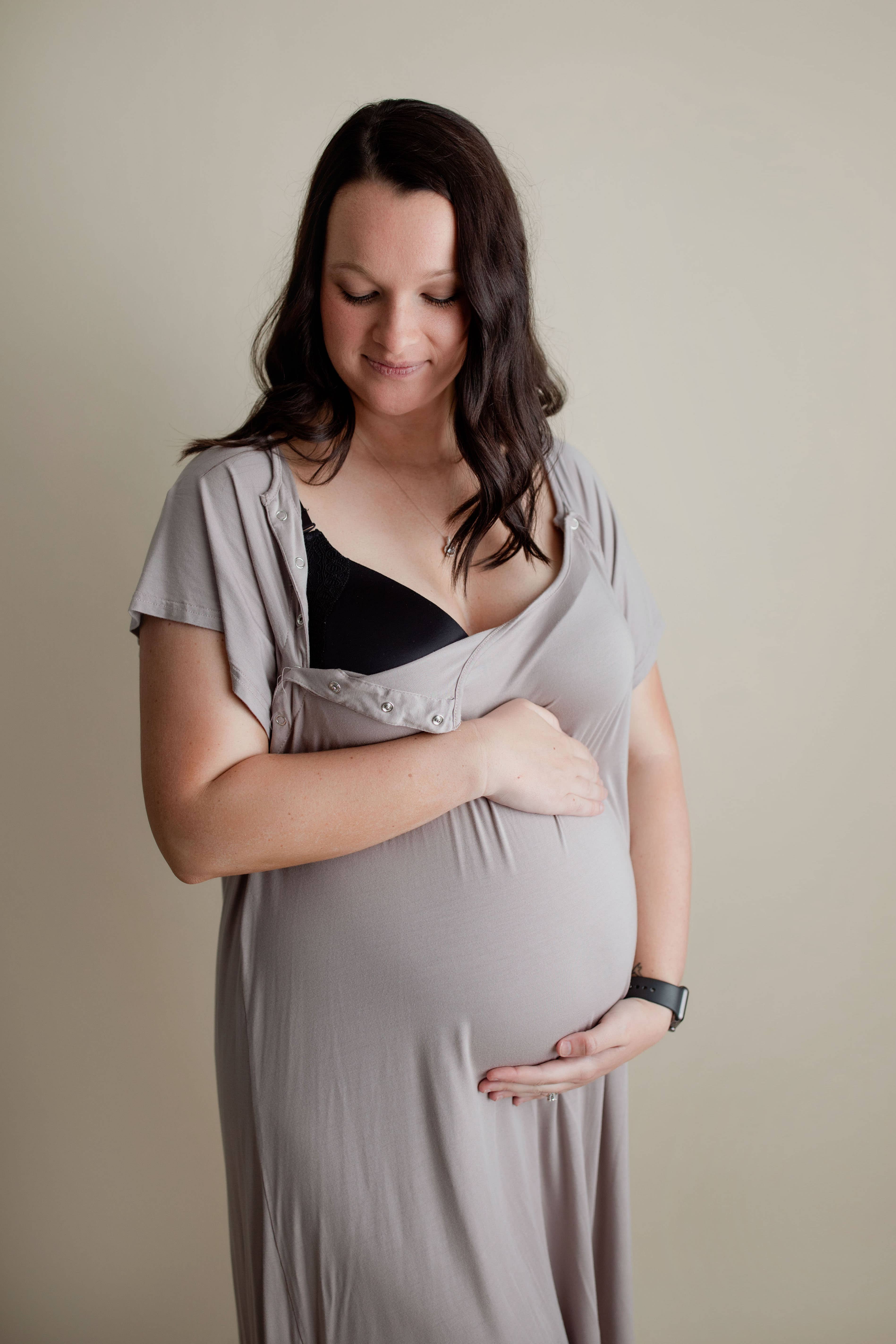 Three Little Tots – wholesale Dress – Maternity – Harbor Mist Maternity Mommy Labor and Delivery/ Nursing Gown1