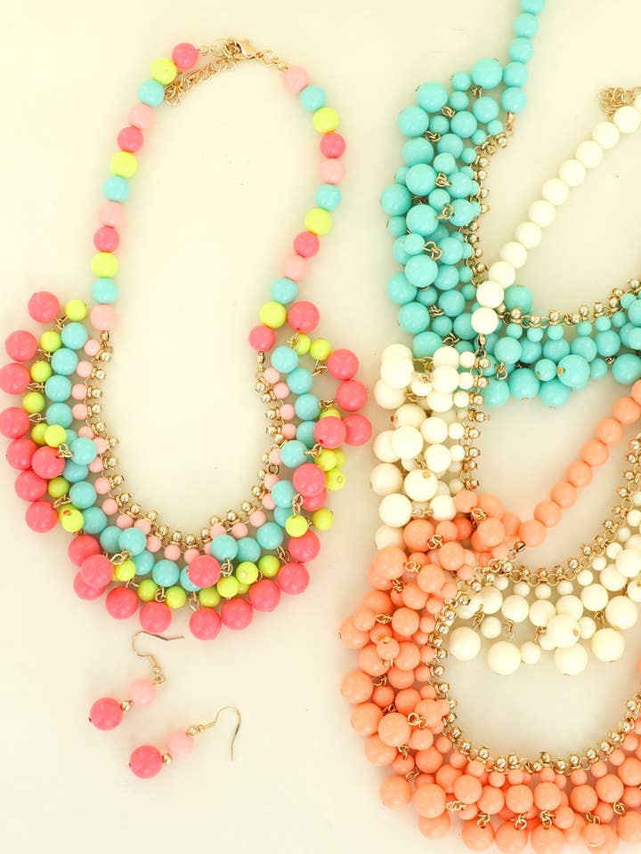 Bohemian Beaded Fringe Bib & Necklace Set for wholesale by SP Sophia Collection