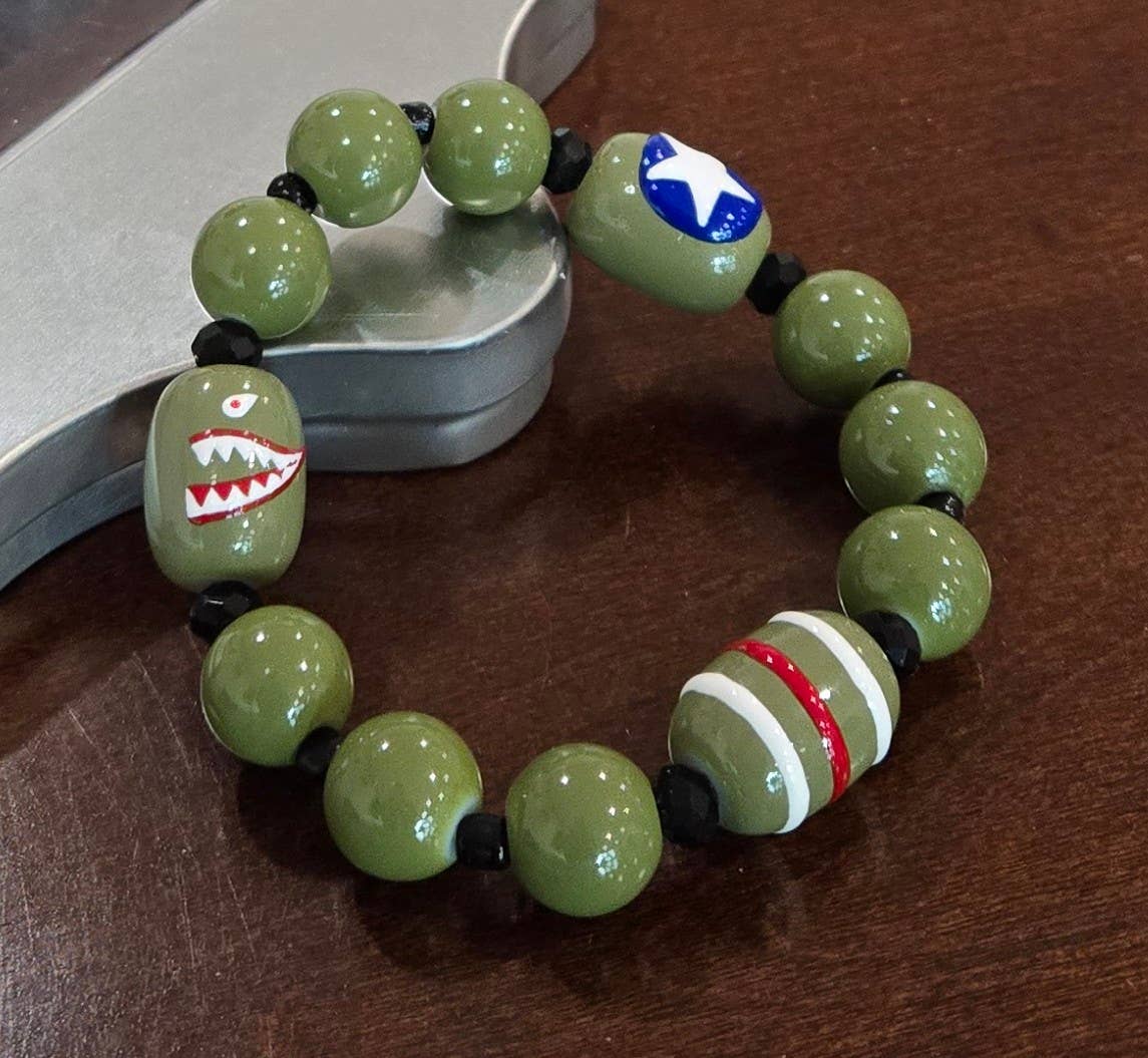 Fiona Accessories - Wholesale Beaded Bracelet - Military Aviation Flight Airplane Aircraft Beaded Bracelet