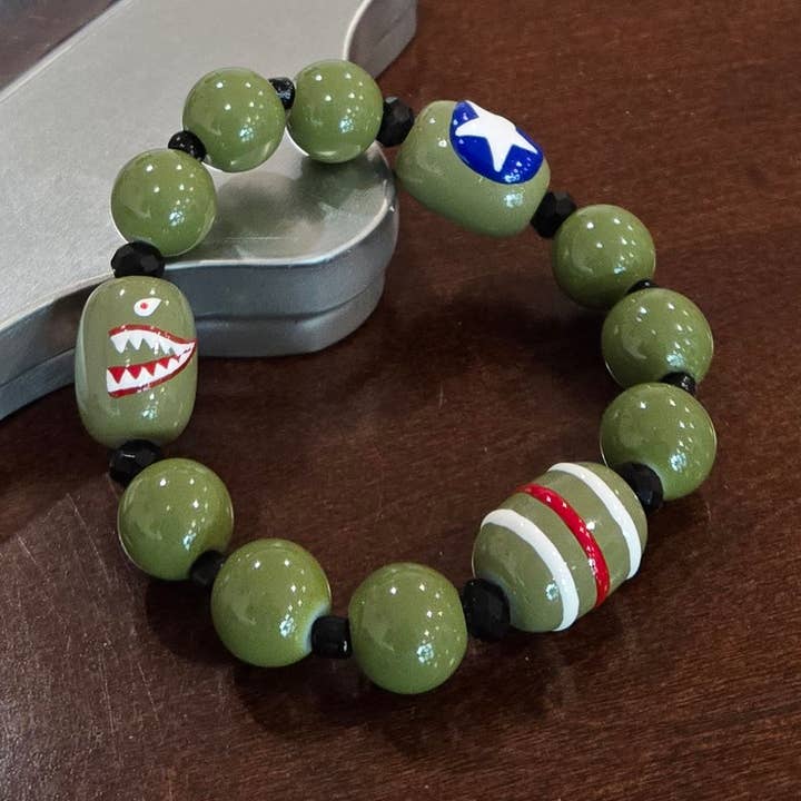 Military Aviation Flight Airplane Aircraft Beaded Bracelet for wholesale by Fiona Accessories