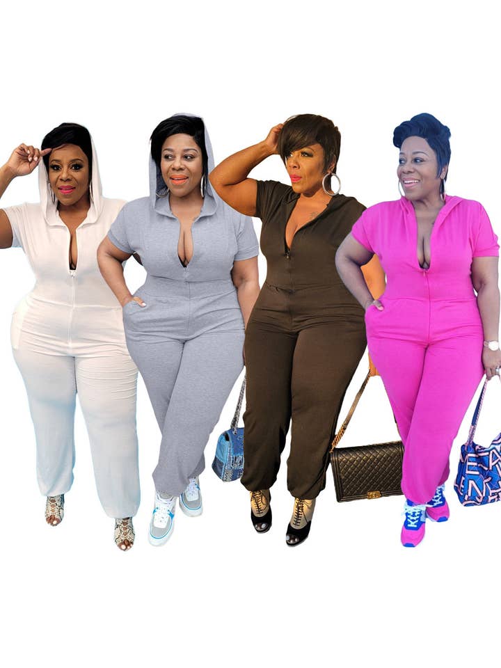 MB Fashion Wholesale - Wholesale Jumpsuit - Women's - MB FASHION ZIPPER PLUS SIZE JUMPSUITS 7168R