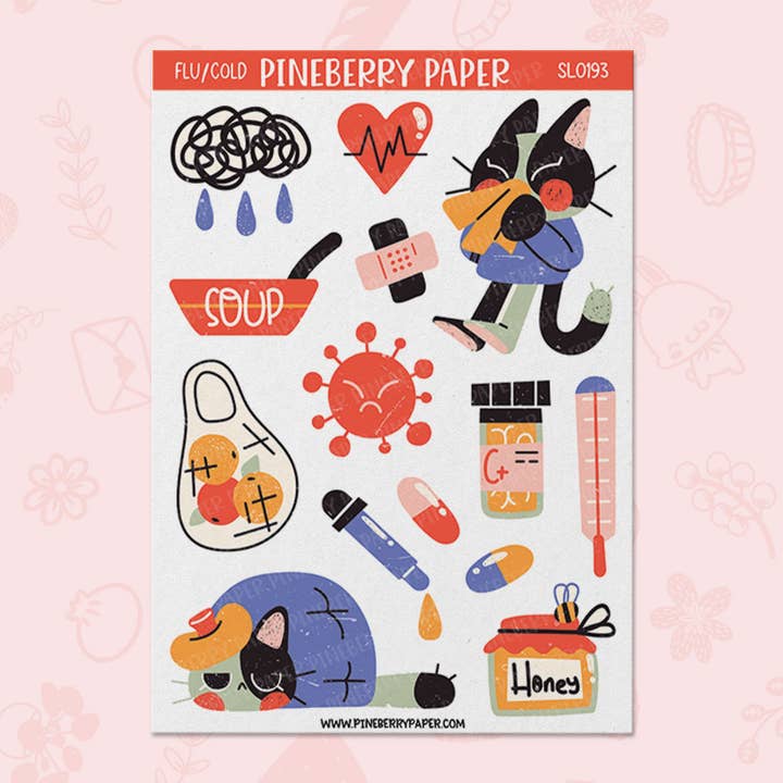 Cold & Flu Season Sticker Sheet for wholesale by Pineberry Paper