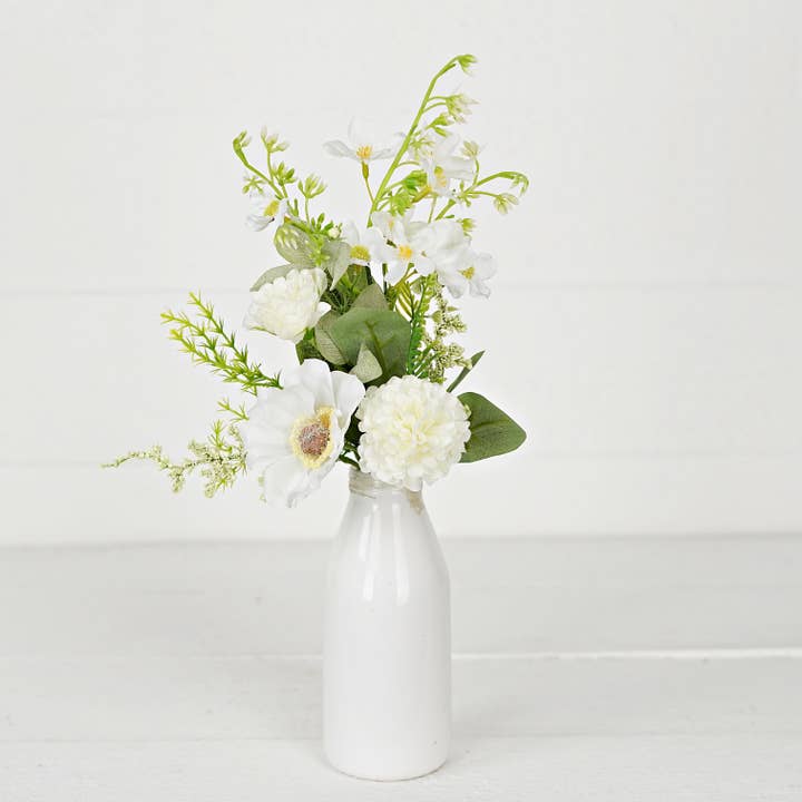 Holiday Depot Inc. - Wholesale Artificial Flowers - 35261- 16in Bush-White Anemone with Carnations-4