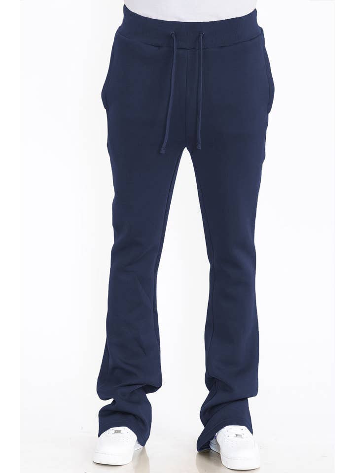 WEIV - Wholesale Athletic Sweatpants/Joggers - Men's - Mens Solid Fleece Flare Stacked PANTS8
