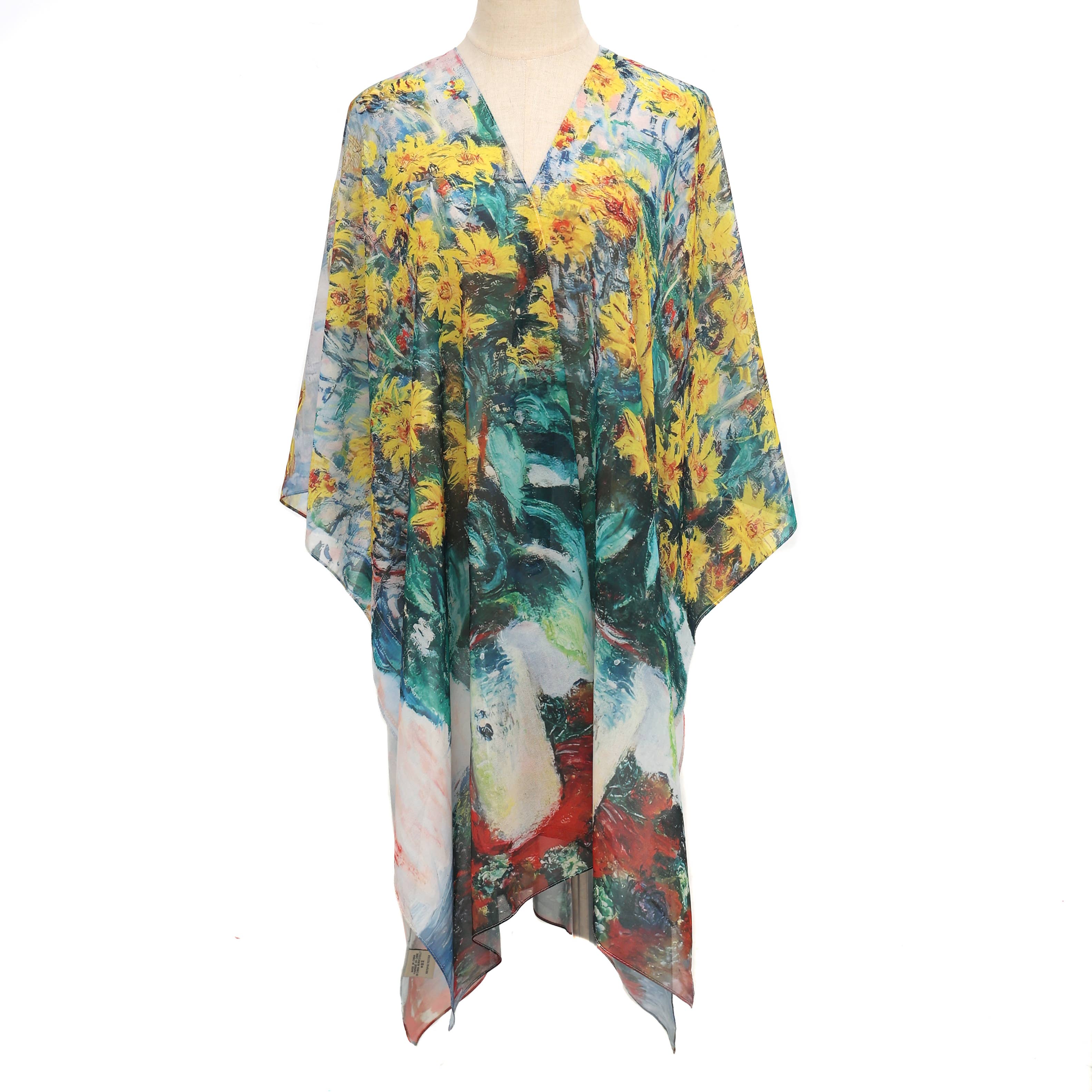 JC Sunny Fashion – Kimono - Mulher por atacado – Monet-Flor de Alcachofra de Jerusalém Quimono1