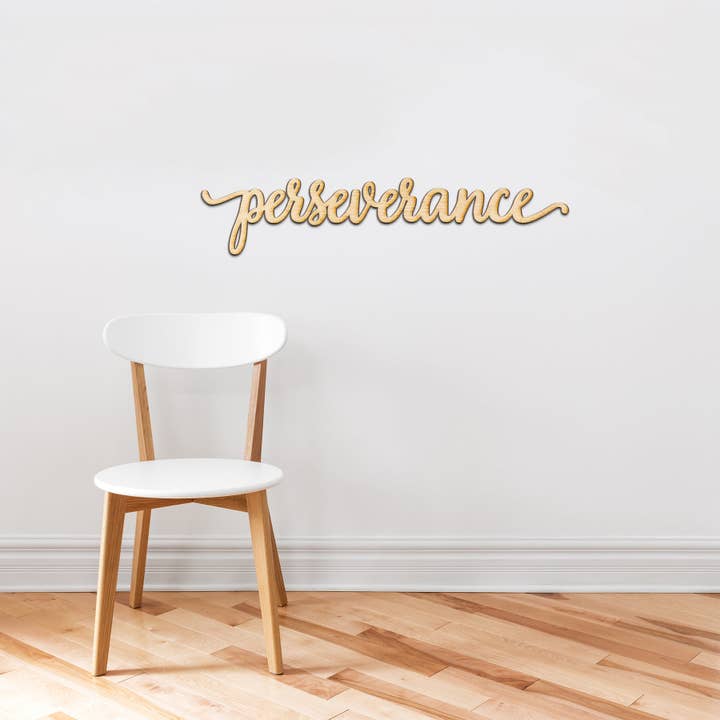 perseverance Charlie Script Wood Cutout Sign for wholesale by Woodums