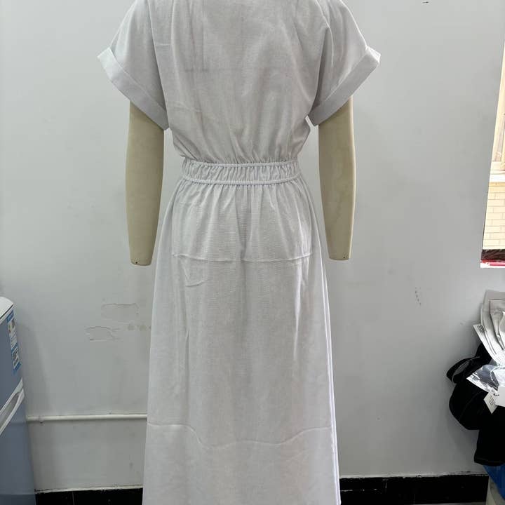 Marayn – wholesale Dress – Women's – Spring Linen Blend Midi Shirt Dress Chic Global Style5