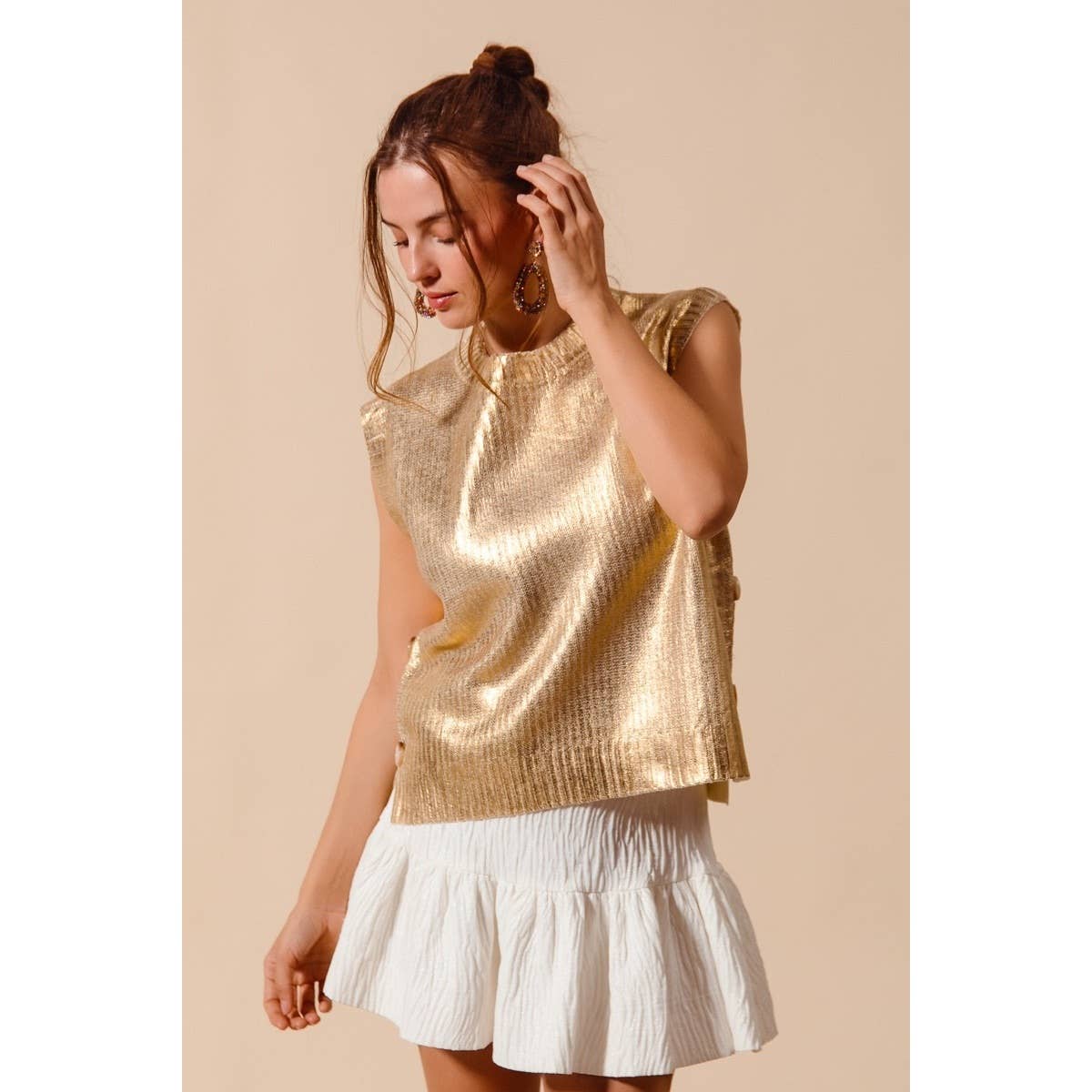 IVE – wholesale Outerwear Vest - Women’s – Metallic Foil Holiday Sweater Vest Top11