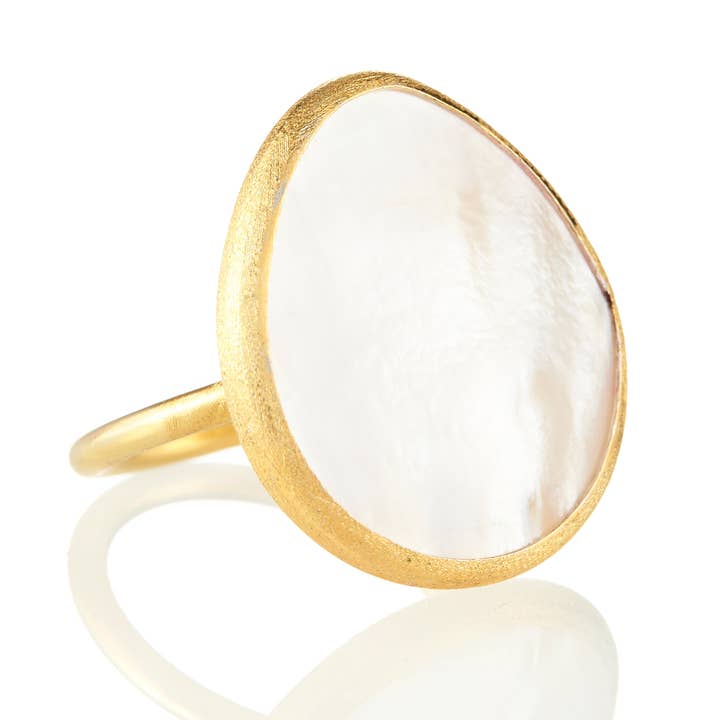 Perlemor dråberring, justerbar for engroshandel hos Elyssa Bass Designs