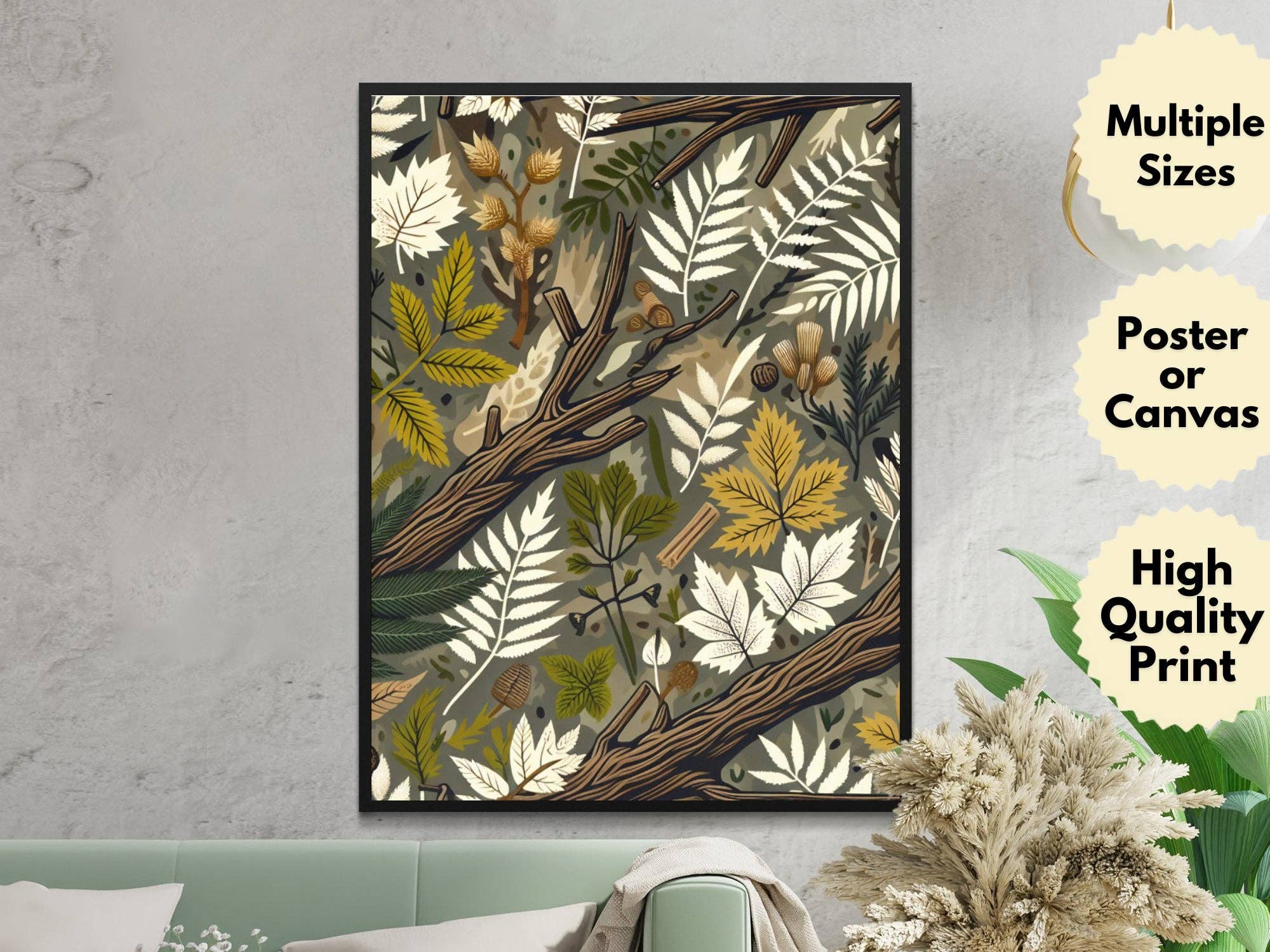 FreakyTeeFactory - Wholesale Art Print - Botanical Forest Illustration Wall Art, Vintage Nature Themed Poster, Rustic Home Decor Canvas Print1