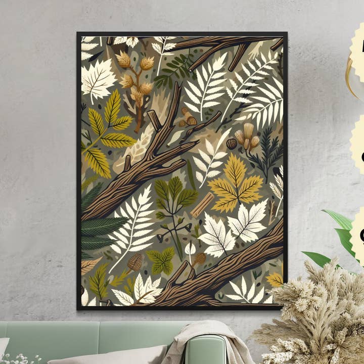 FreakyTeeFactory - Wholesale Art Print - Botanical Forest Illustration Wall Art, Vintage Nature Themed Poster, Rustic Home Decor Canvas Print1