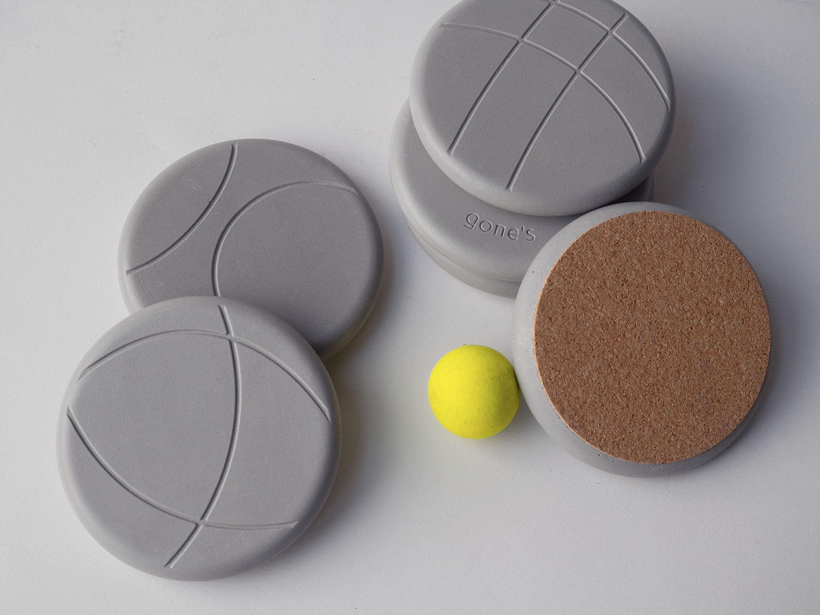 GONE'S - Wholesale Board Game - Pétanque concrete and cork coasters x62