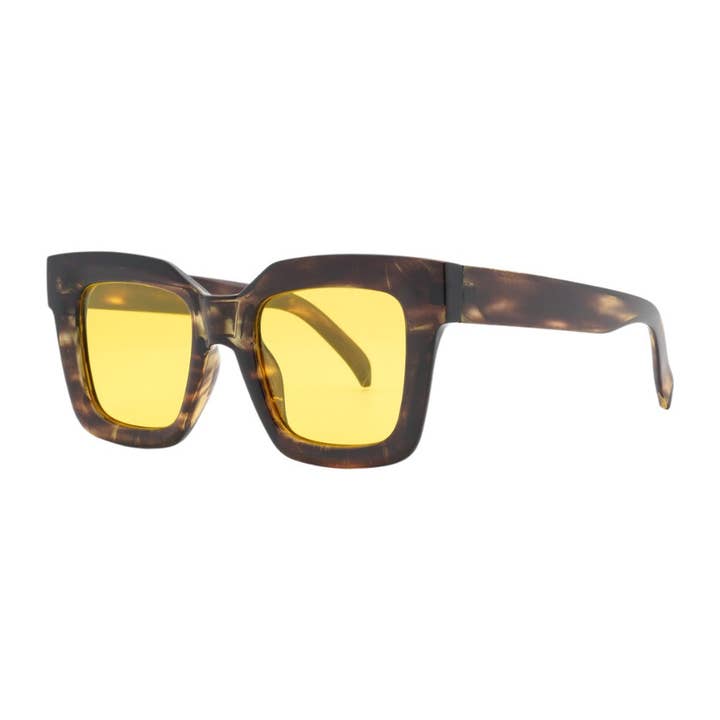 Ellie | Gestreift Braun | Gelbe Linse für den Großhandel von Ryan Simkhai Eyeshop