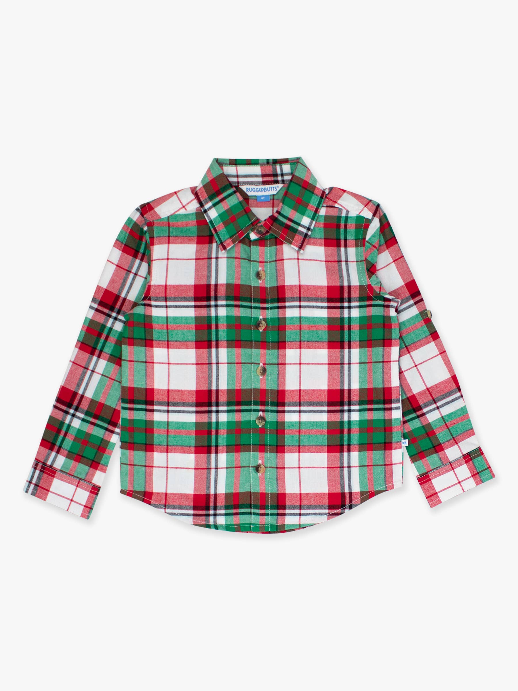 White Boys Dashing Dreams Plaid Long Sleeve Button Down Shirt for wholesale on Faire2
