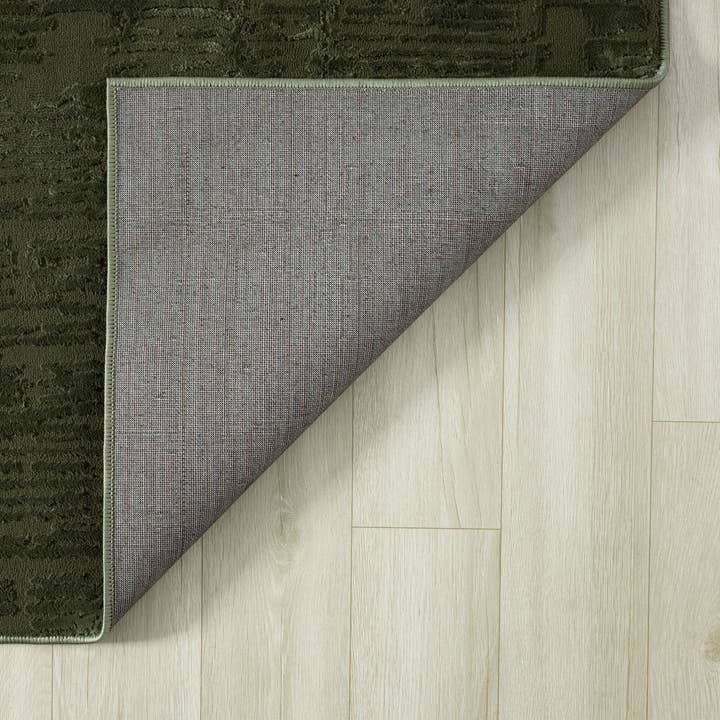 Abani Rugs - Wholesale Area Rug - Abani Plush Deco Machine Washable Textured Grid Green Rug2