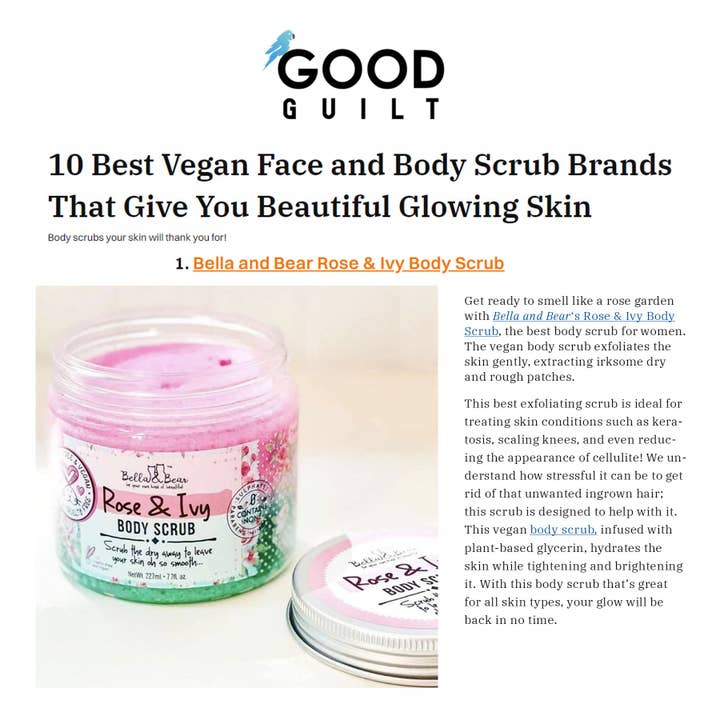Bella & Bear - Wholesale Body Scrub/Exfoliant - Rose & Ivy Body Scrub Exfoliator & Body Wash & Moisturizer