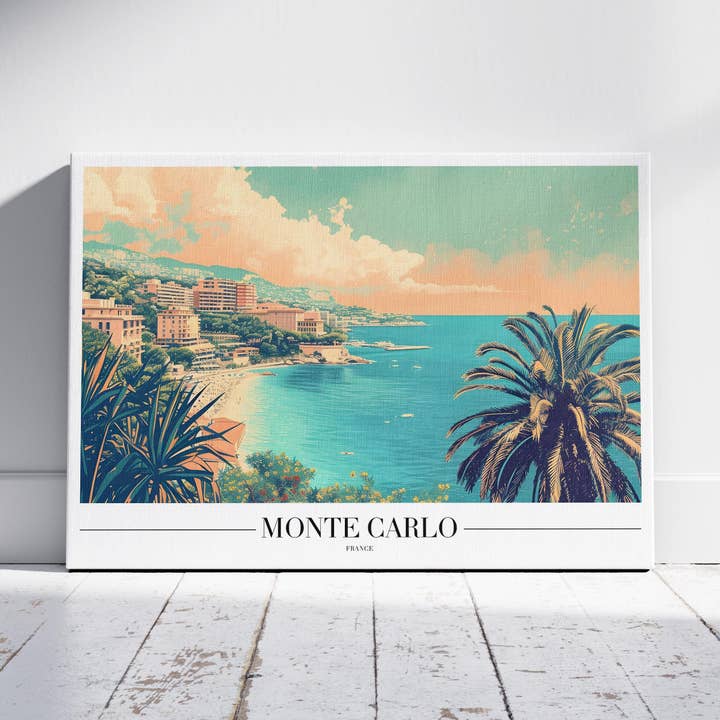 Monte Carlo Kustlinje Lycka - Inramad Canvas Väggkonst Tryck för wholesale av House Prints