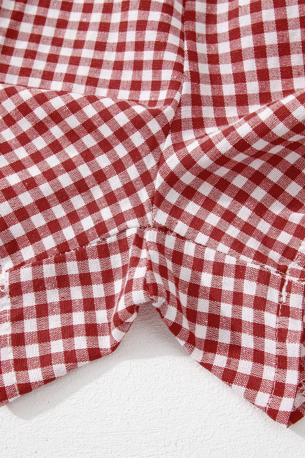 Lovesoft - Wholesale Shorts - Women's - Red Plaid Gingham Printed High Waist Shorts11