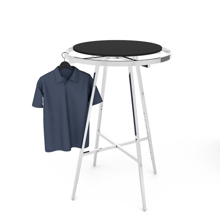 Round 36in Garment Rack with 30in Apparel Display Top Shelf for wholesale by Econoco