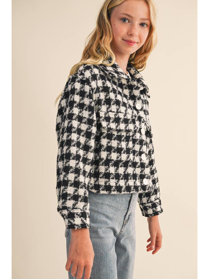 heart and arrow - Wholesale Jacket - Kids - TWEEN KIDS GIRLS Tweed Houndstooth Pattern Jacket (7-14)9